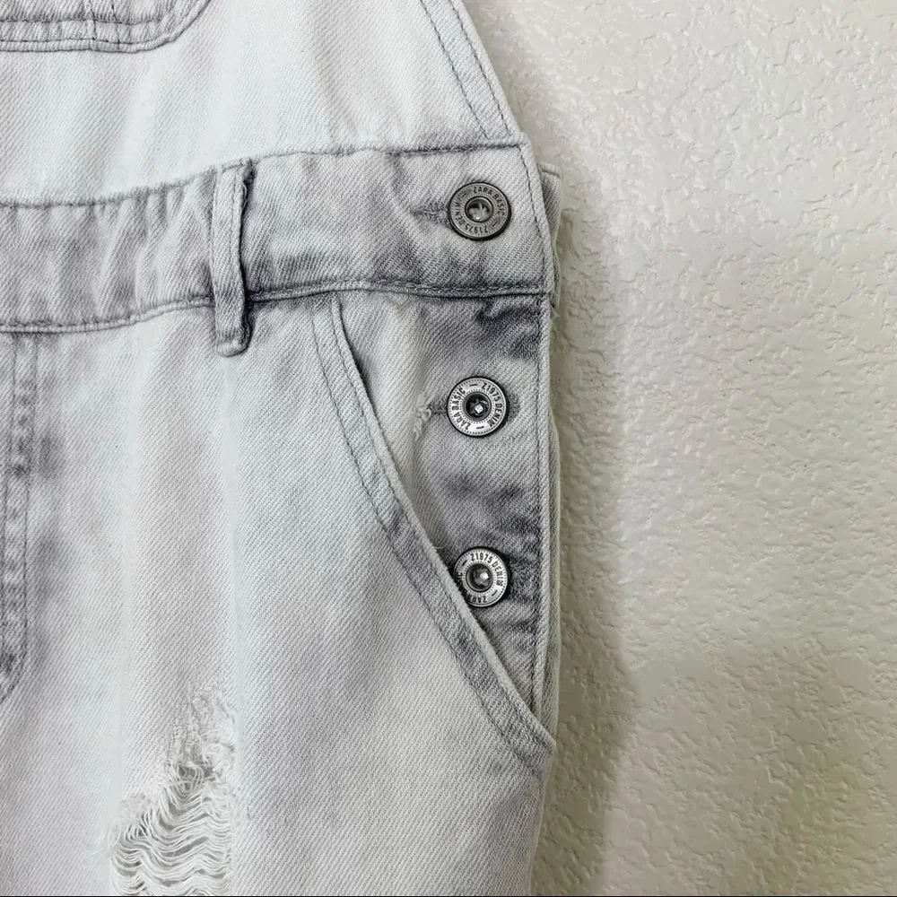 Zara Basic Bleach Distressed Cargo Style Jeans Overalls, Sz Small - Picture 6 of 15
